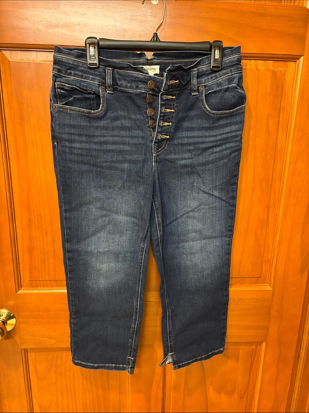 Maurices Dark Blue Cropped Button-Fly Jeans